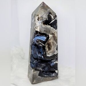 Large Volcano Agate Druzy Tower. Crystal Decor. Uv Reactive